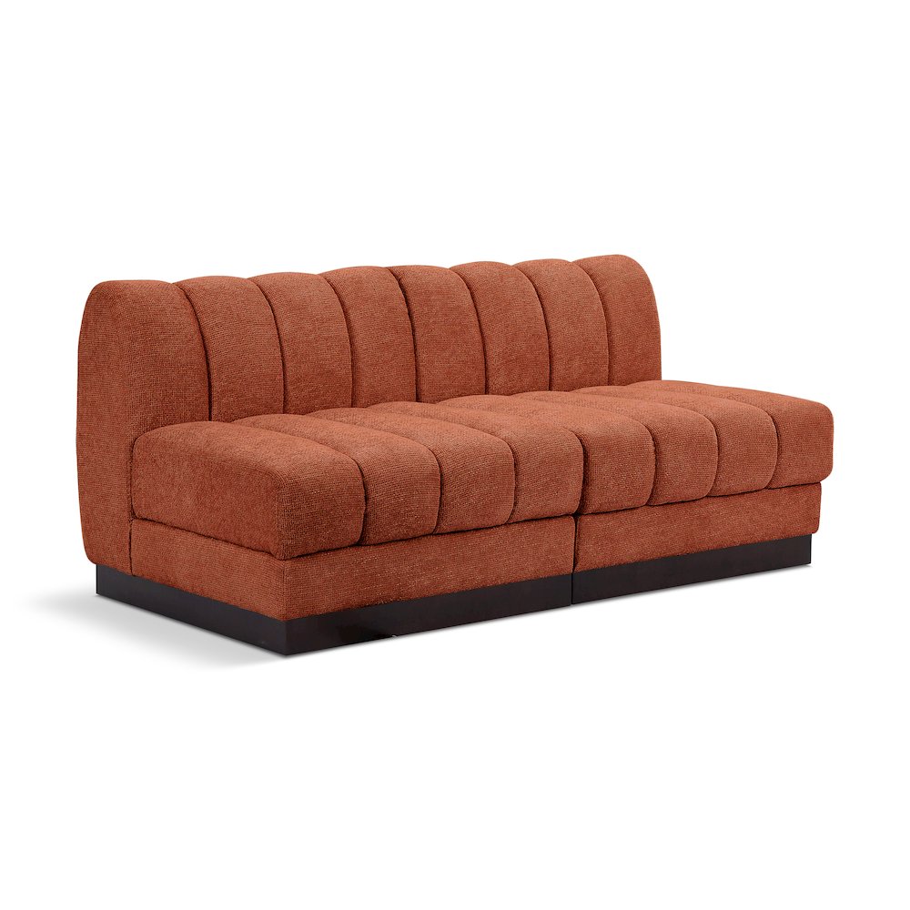 Quinn Cognac Chenille Fabric Modular Sofa. Picture 1