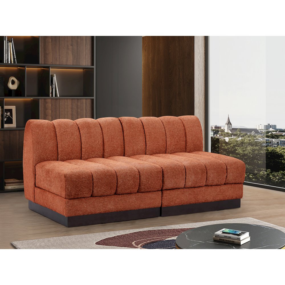 Quinn Cognac Chenille Fabric Modular Sofa. Picture 2
