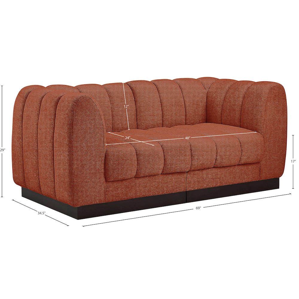 Quinn Cognac Chenille Fabric Modular Sofa. Picture 10