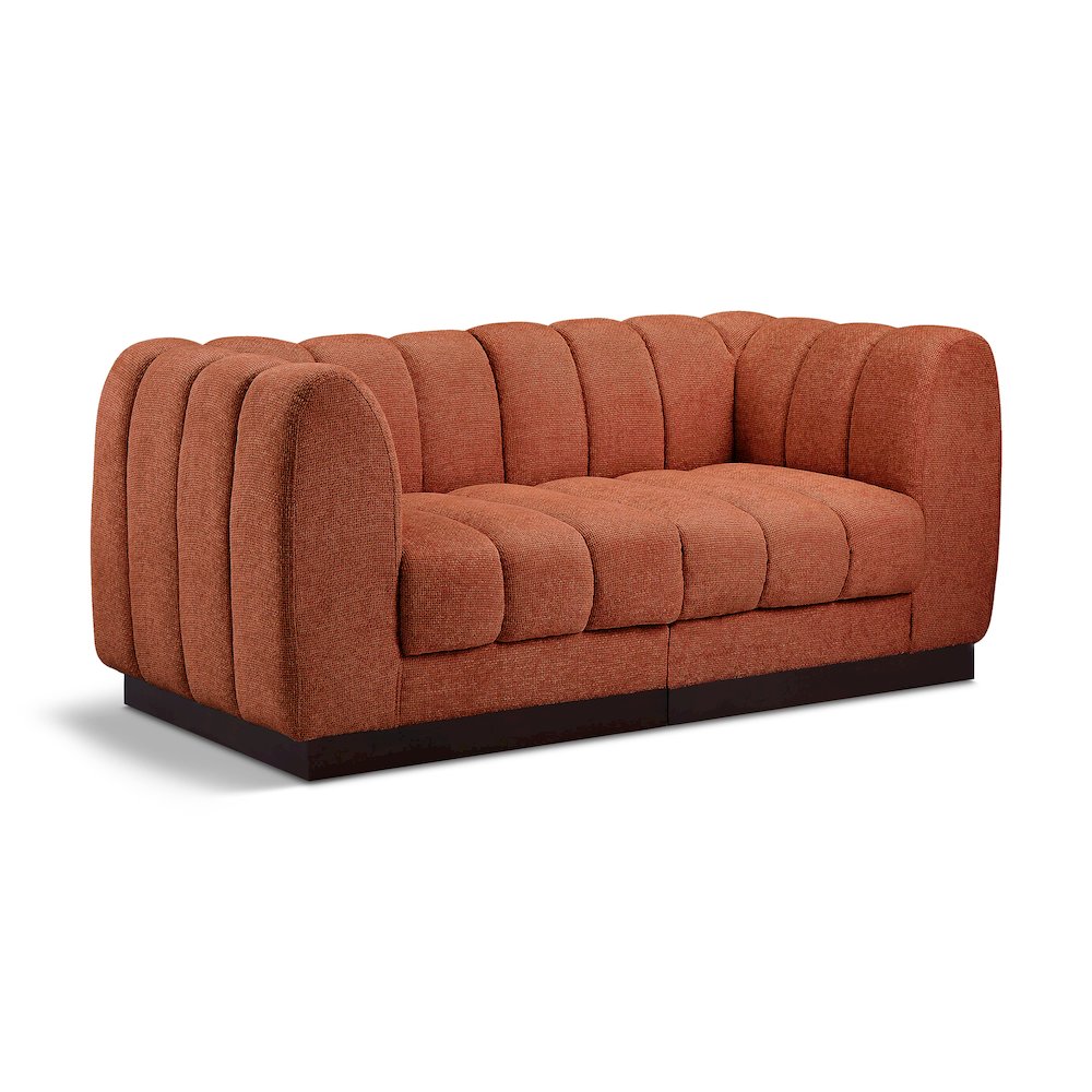 Quinn Cognac Chenille Fabric Modular Sofa. Picture 1