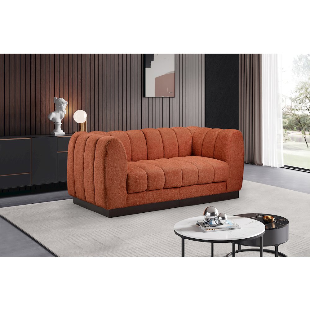 Quinn Cognac Chenille Fabric Modular Sofa. Picture 2