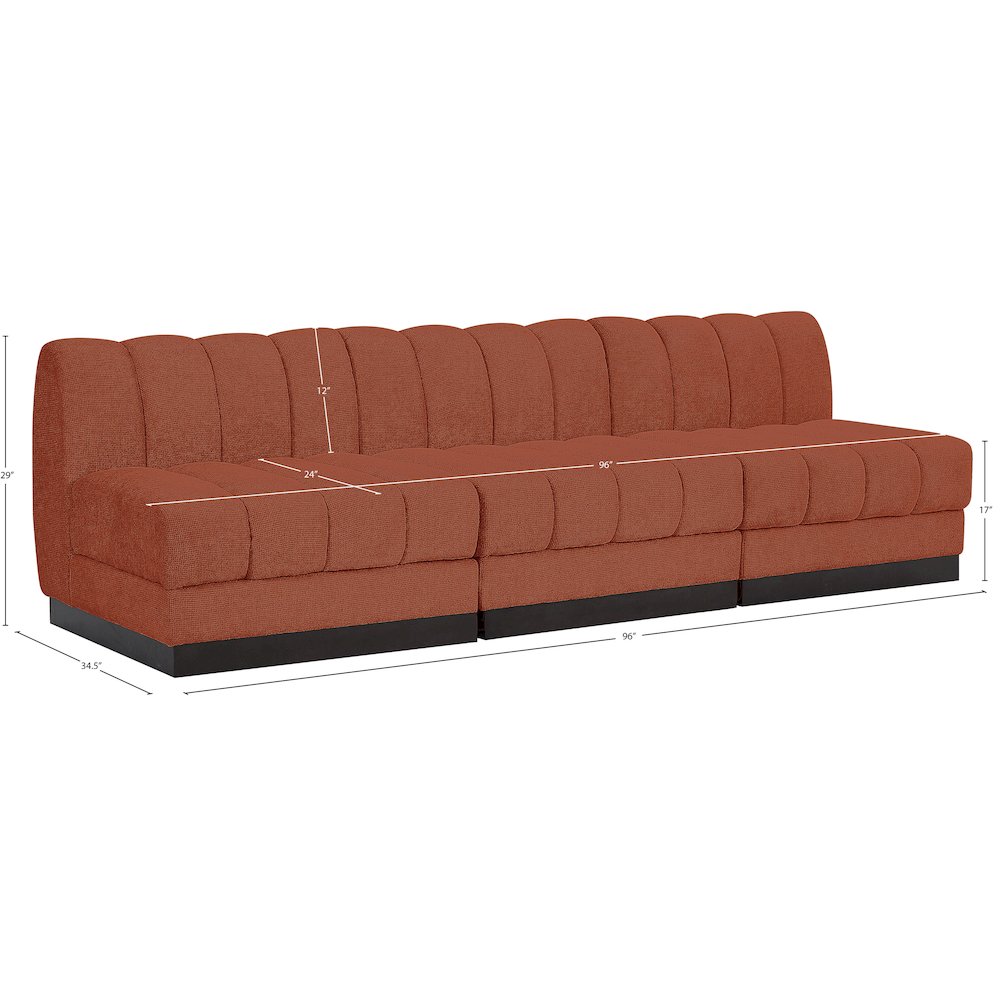 Quinn Cognac Chenille Fabric Modular Sofa. Picture 10