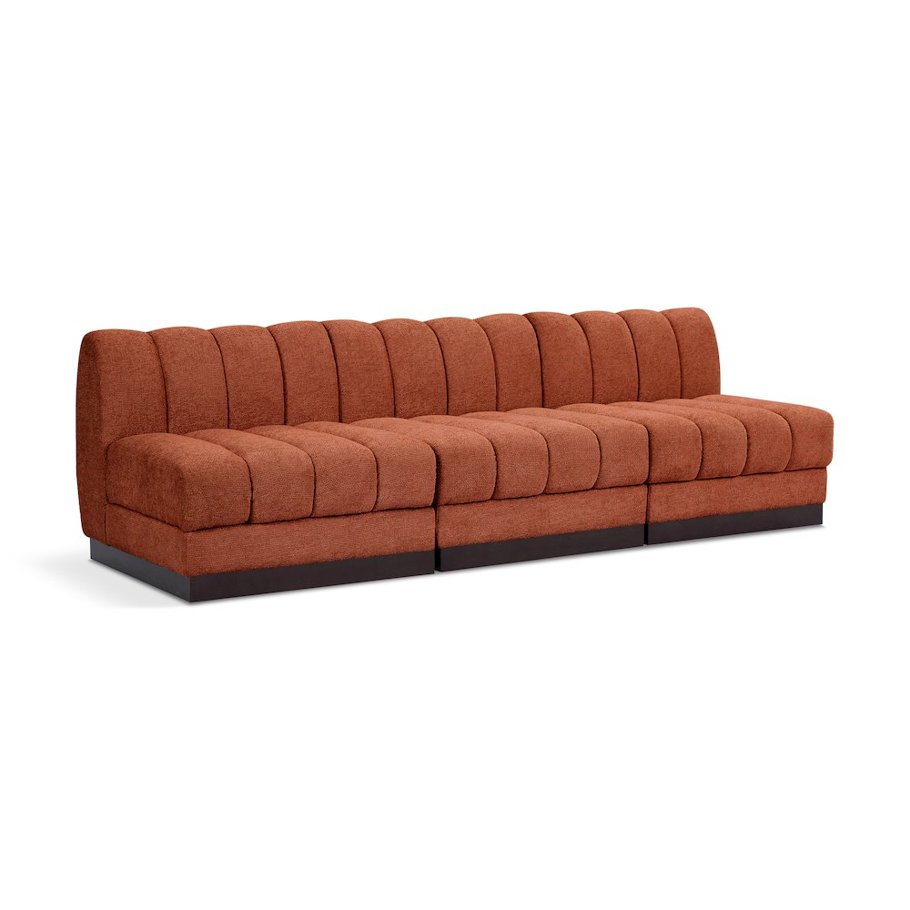 Quinn Cognac Chenille Fabric Modular Sofa. Picture 1