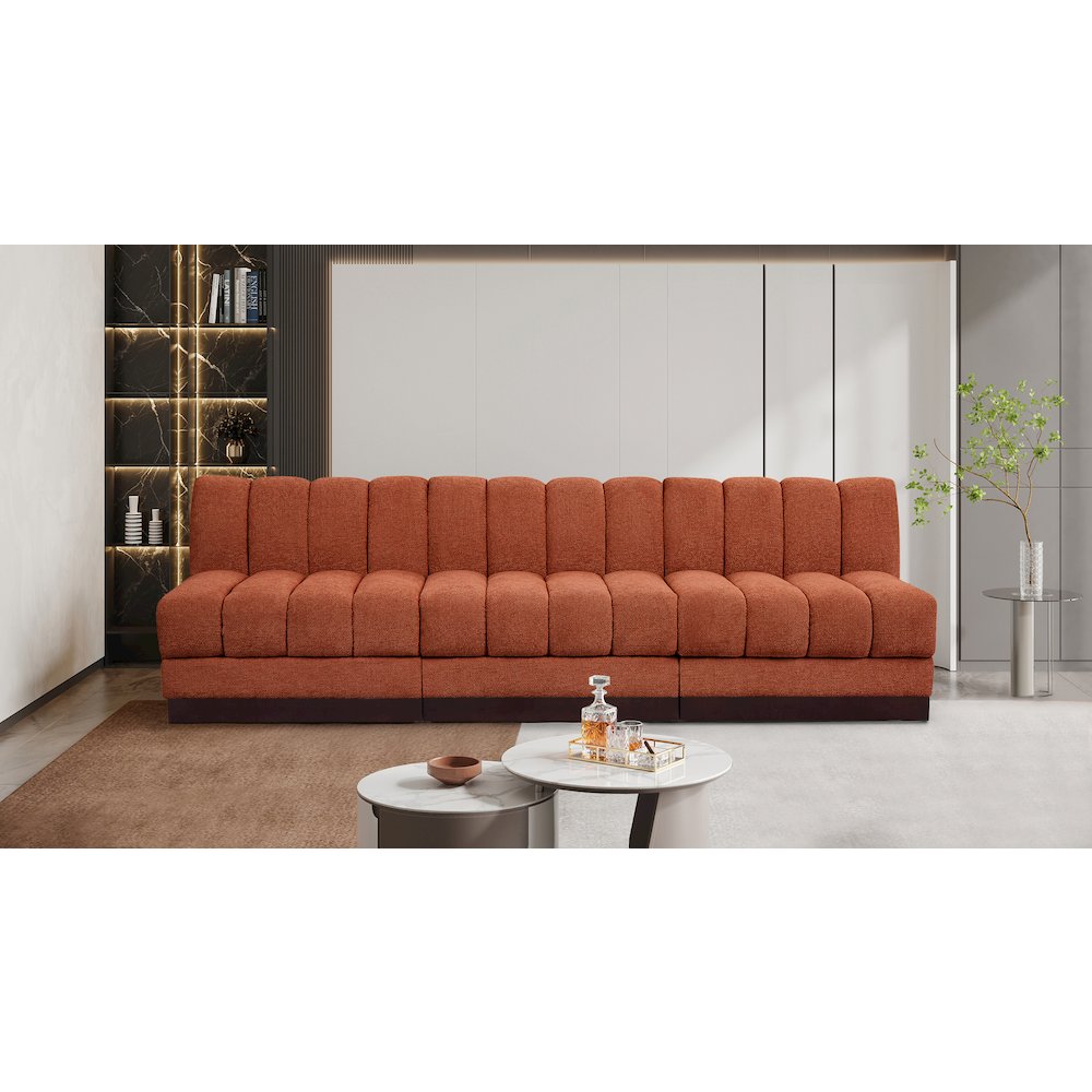 Quinn Cognac Chenille Fabric Modular Sofa. Picture 2