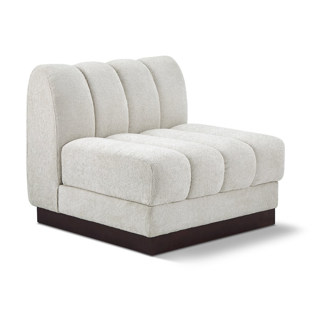 Quinn Cream Chenille Fabric Armless Chair. Picture 1