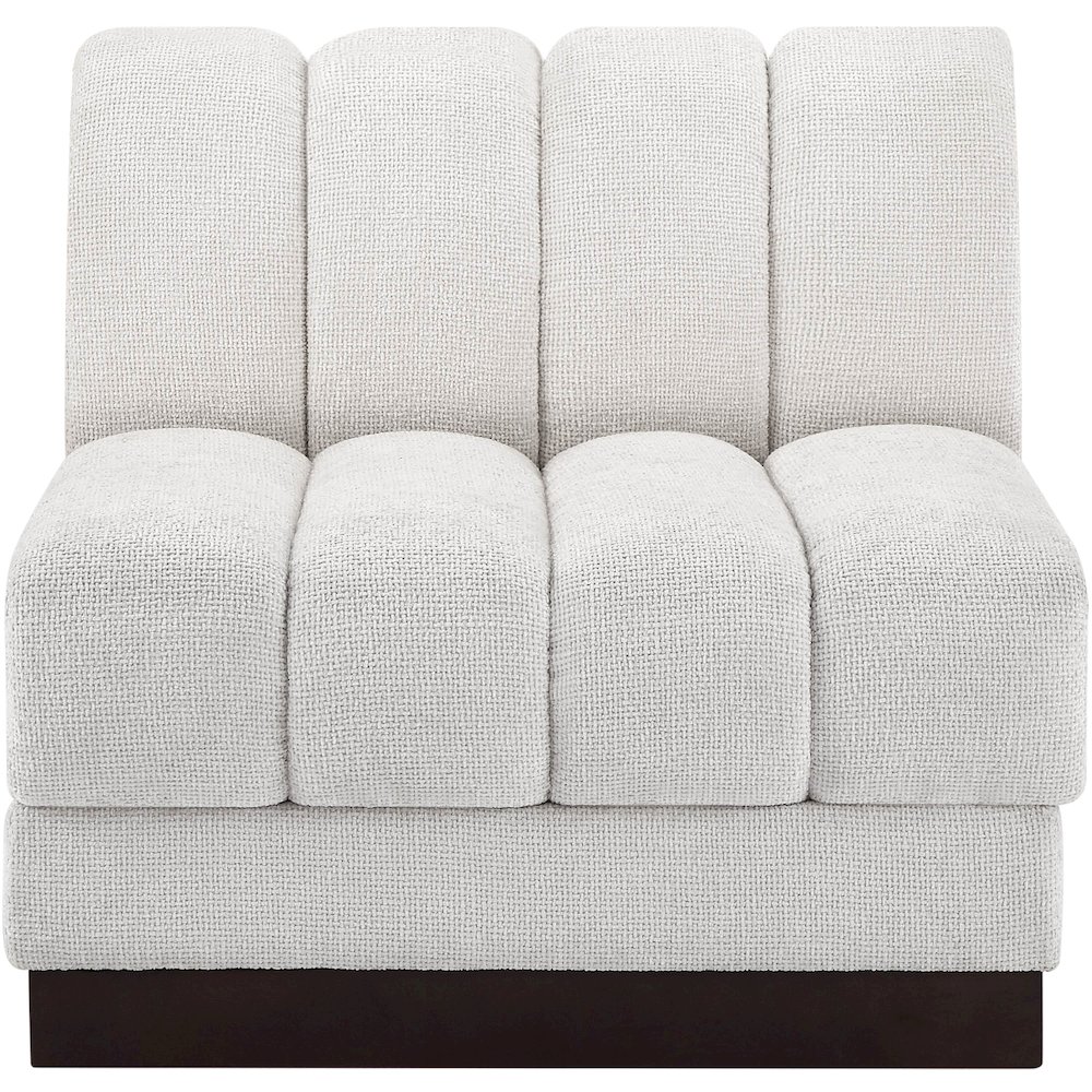 Quinn Cream Chenille Fabric Armless Chair. Picture 4