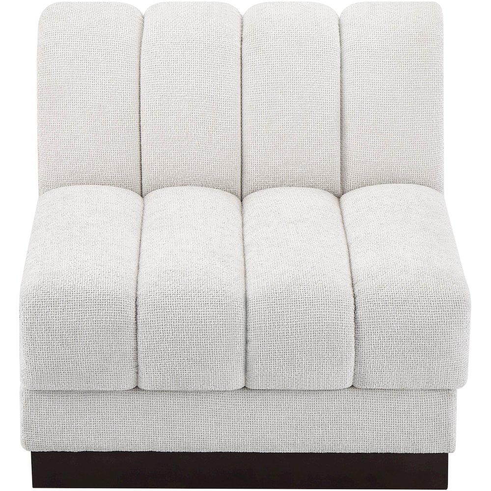 Quinn Cream Chenille Fabric Armless Chair. Picture 5