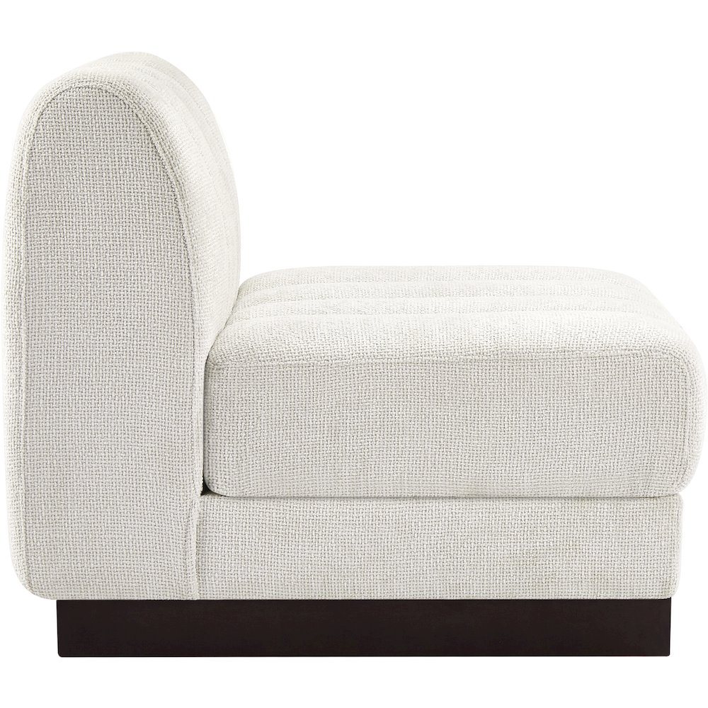 Quinn Cream Chenille Fabric Armless Chair. Picture 6