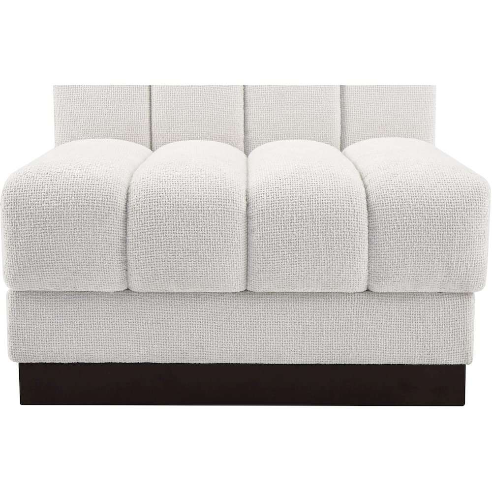 Quinn Cream Chenille Fabric Armless Chair. Picture 8