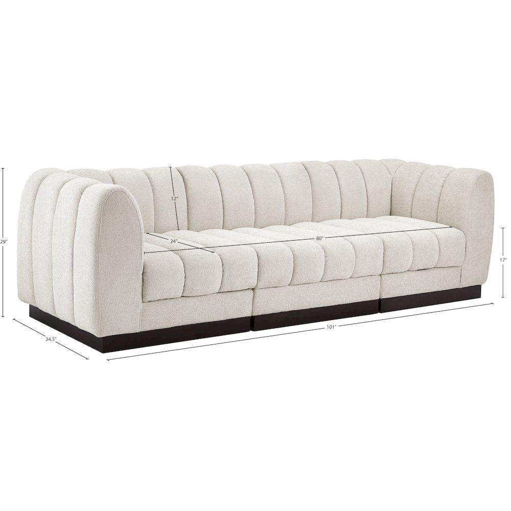 Quinn Cream Chenille Fabric Modular Sofa. Picture 10