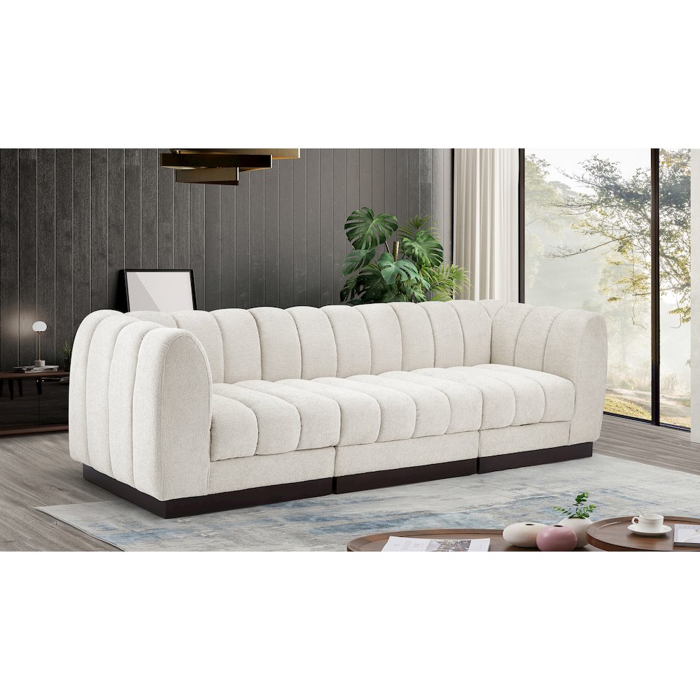Quinn Cream Chenille Fabric Modular Sofa. Picture 2