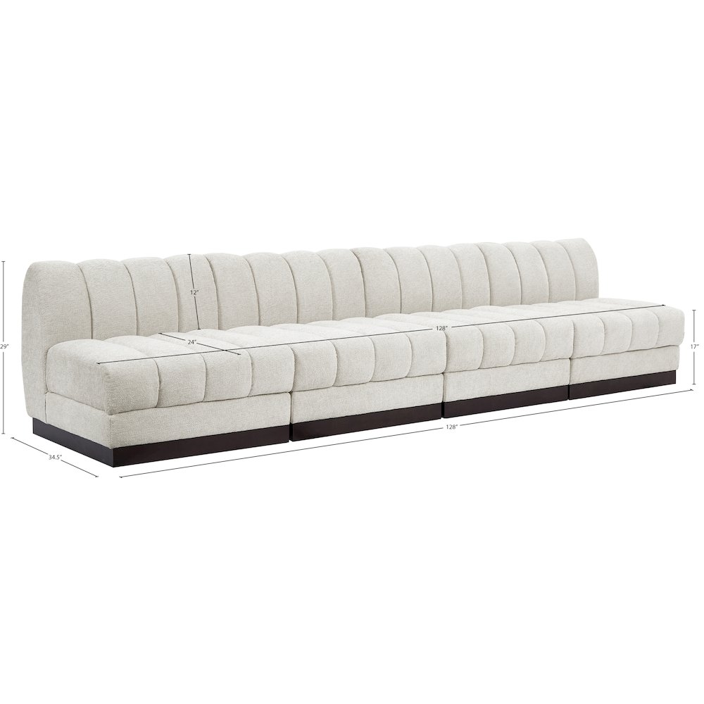 Quinn Cream Chenille Fabric Modular Sofa. Picture 10