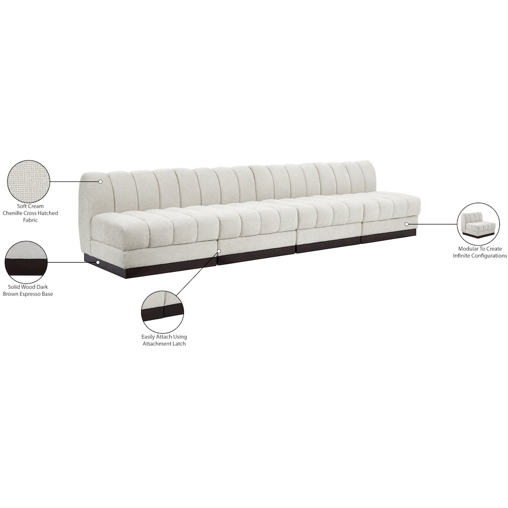 Quinn Cream Chenille Fabric Modular Sofa. Picture 11