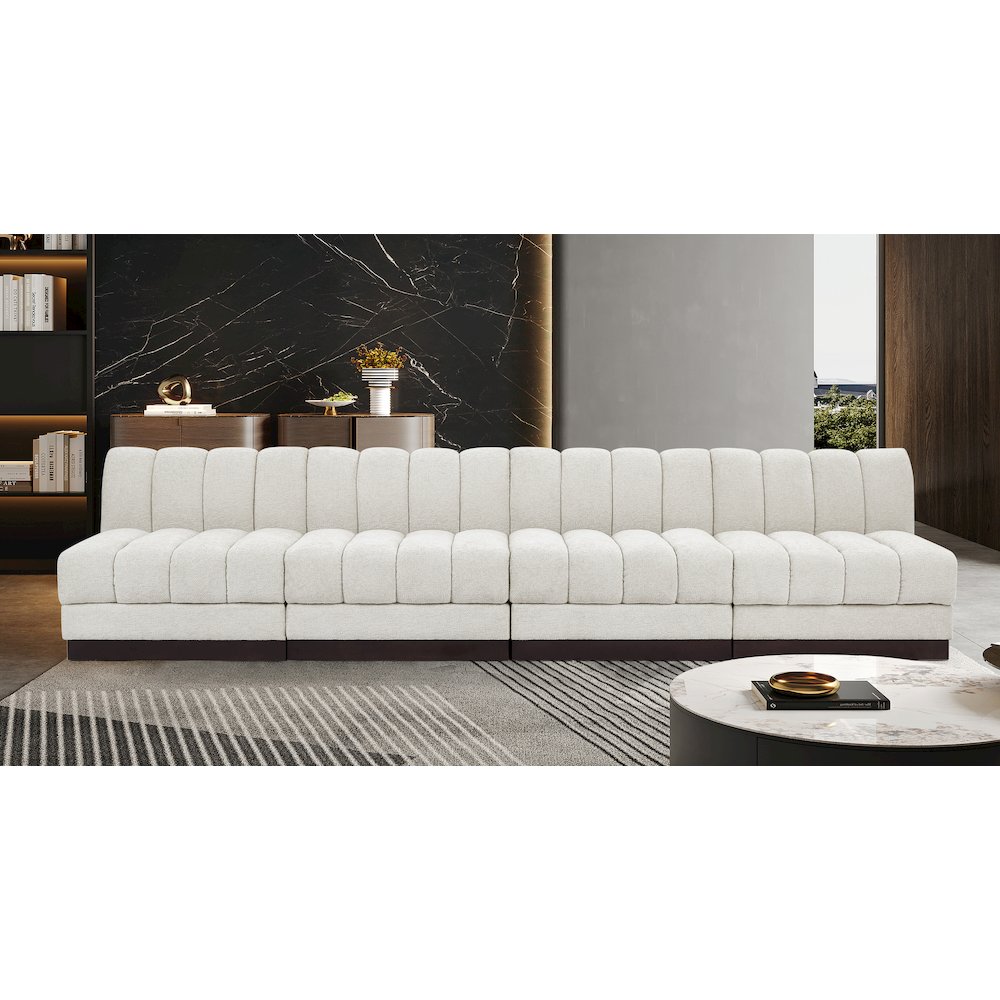 Quinn Cream Chenille Fabric Modular Sofa. Picture 2