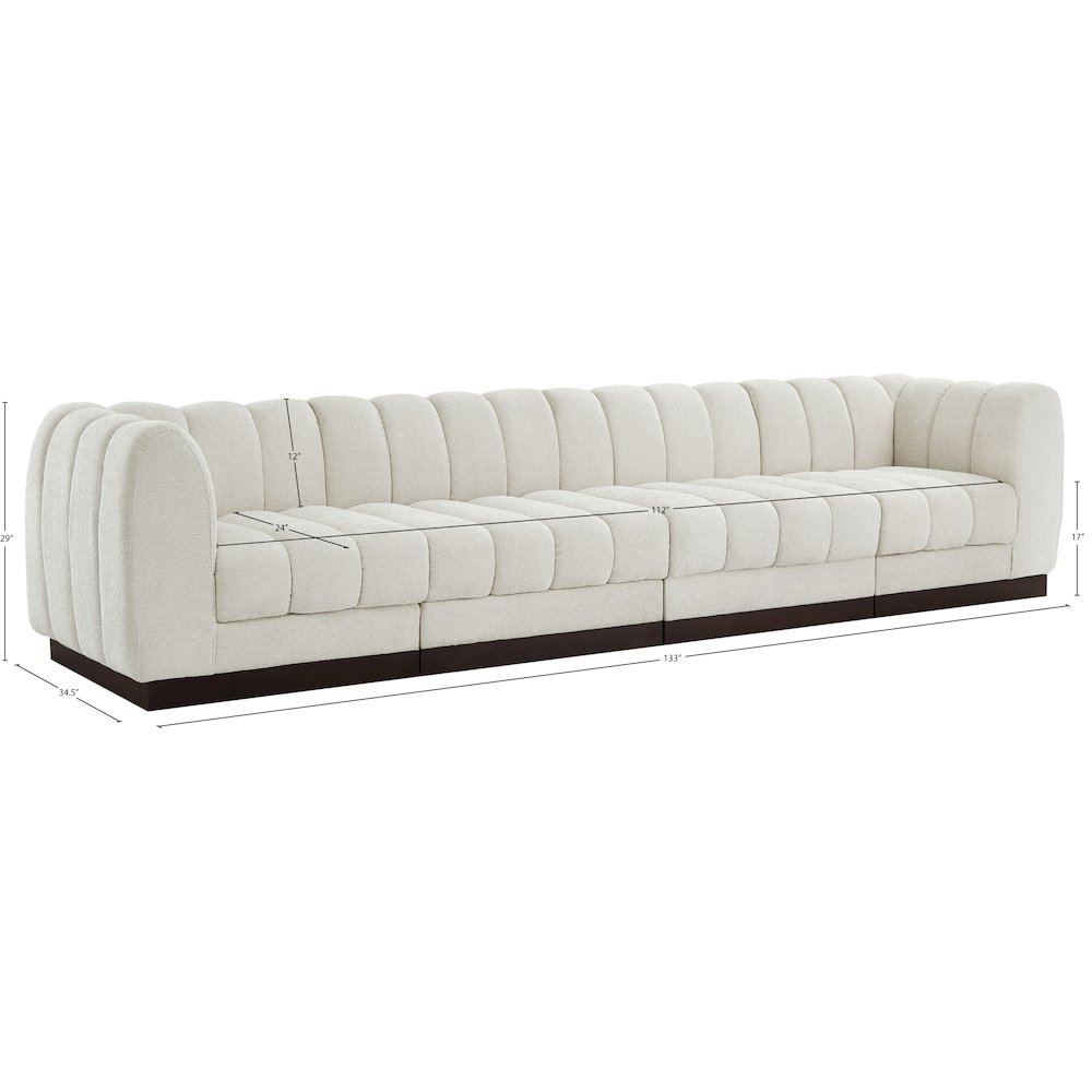 Quinn Cream Chenille Fabric Modular Sofa. Picture 10