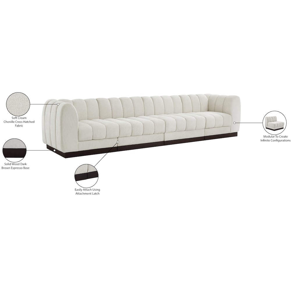 Quinn Cream Chenille Fabric Modular Sofa. Picture 11