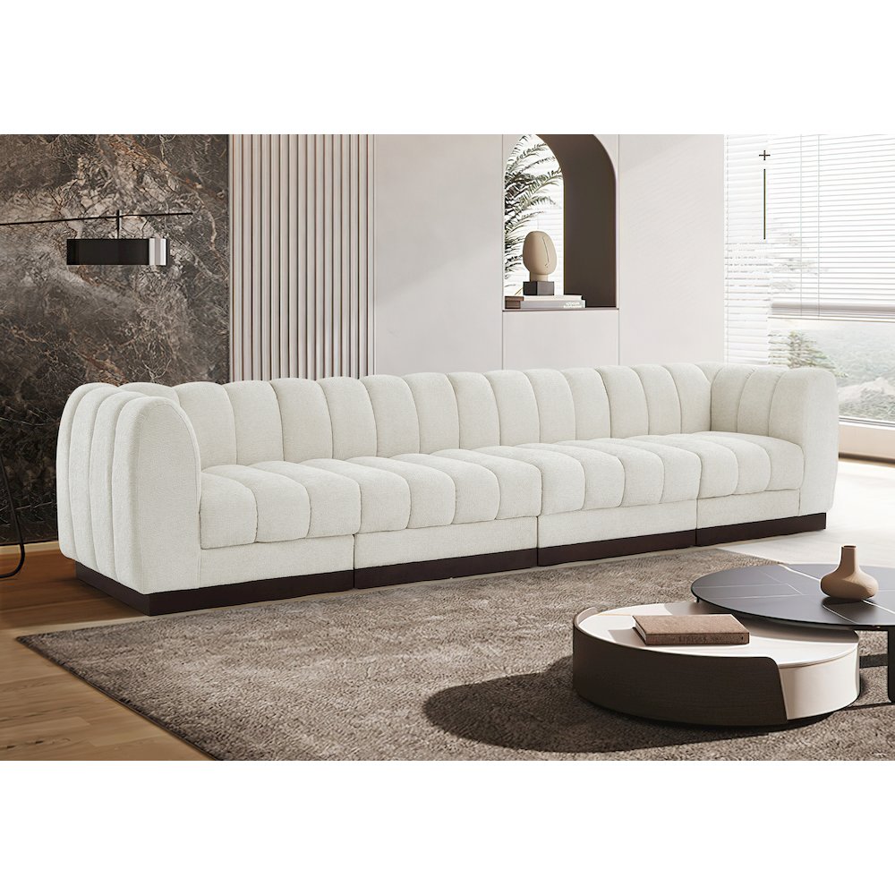 Quinn Cream Chenille Fabric Modular Sofa. Picture 2