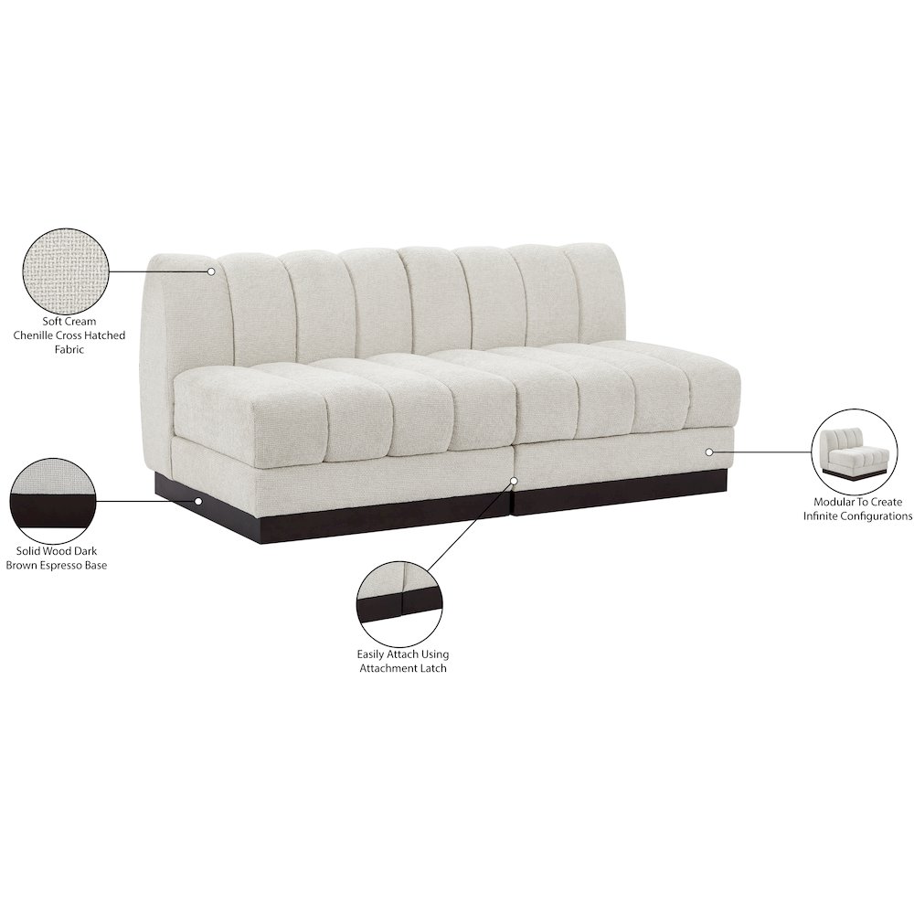 Quinn Cream Chenille Fabric Modular Sofa. Picture 11
