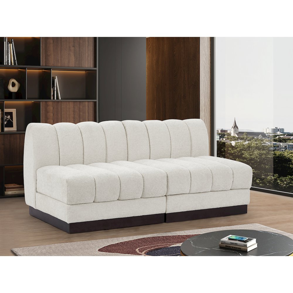 Quinn Cream Chenille Fabric Modular Sofa. Picture 2