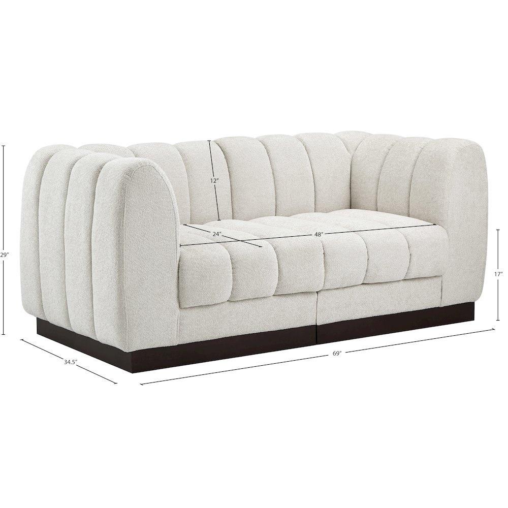 Quinn Cream Chenille Fabric Modular Sofa. Picture 10