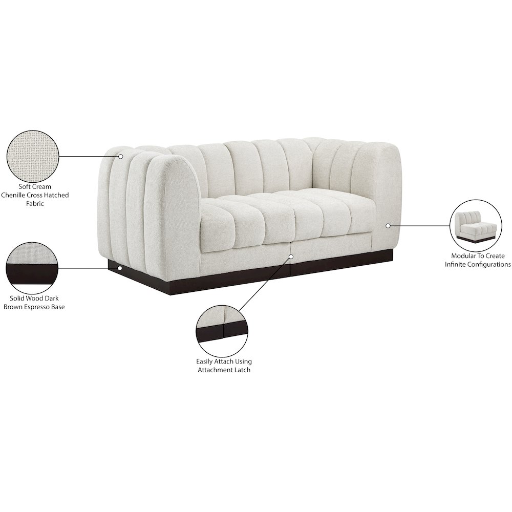 Quinn Cream Chenille Fabric Modular Sofa. Picture 11