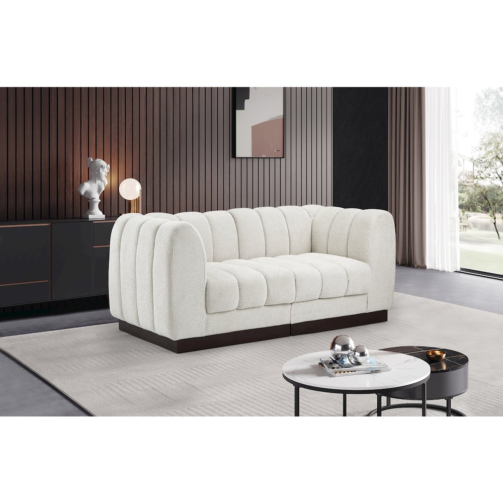 Quinn Cream Chenille Fabric Modular Sofa. Picture 2