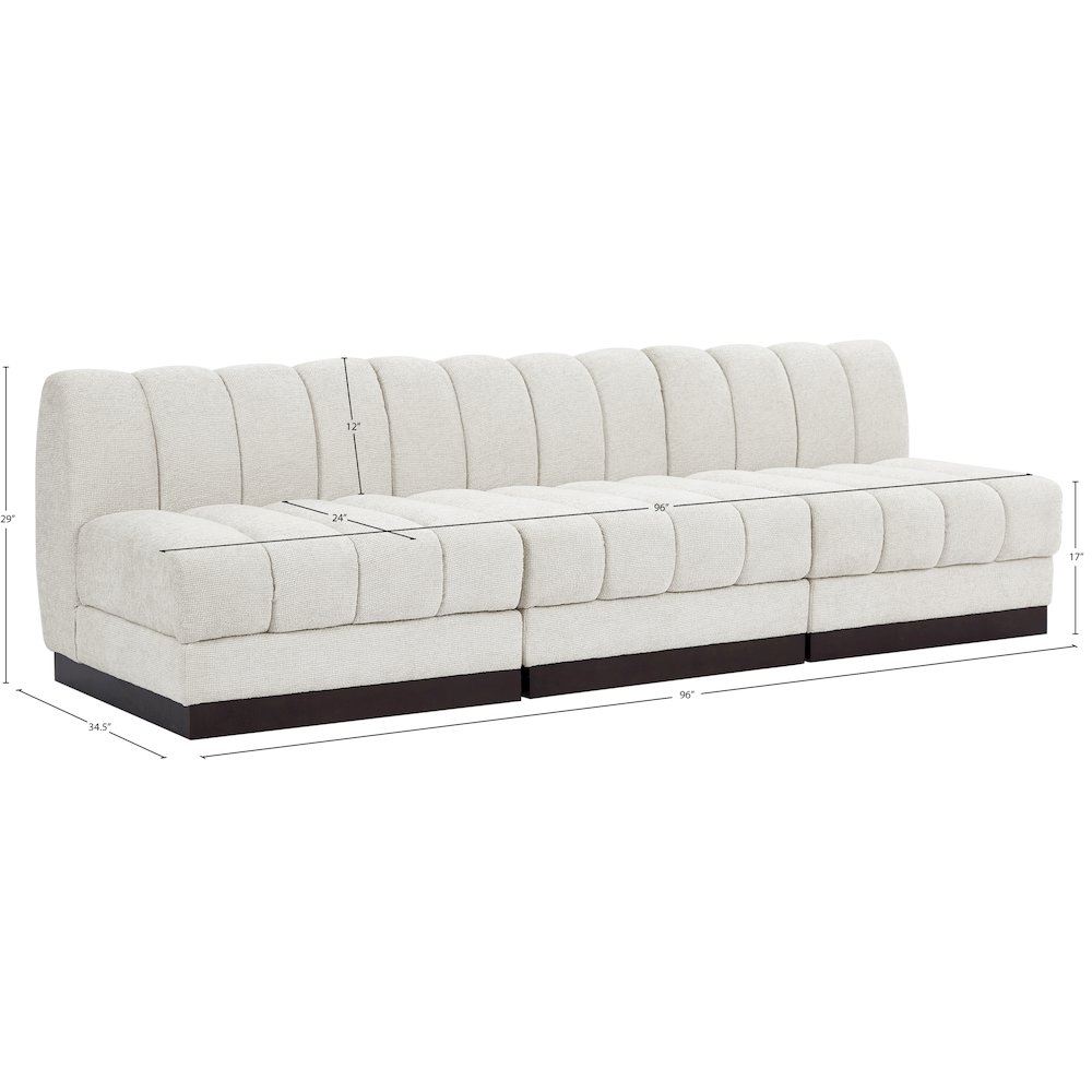 Quinn Cream Chenille Fabric Modular Sofa. Picture 10