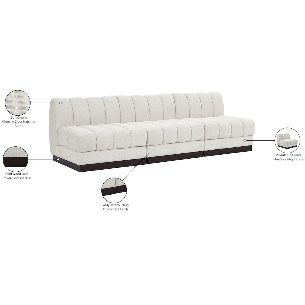 Quinn Cream Chenille Fabric Modular Sofa. Picture 11