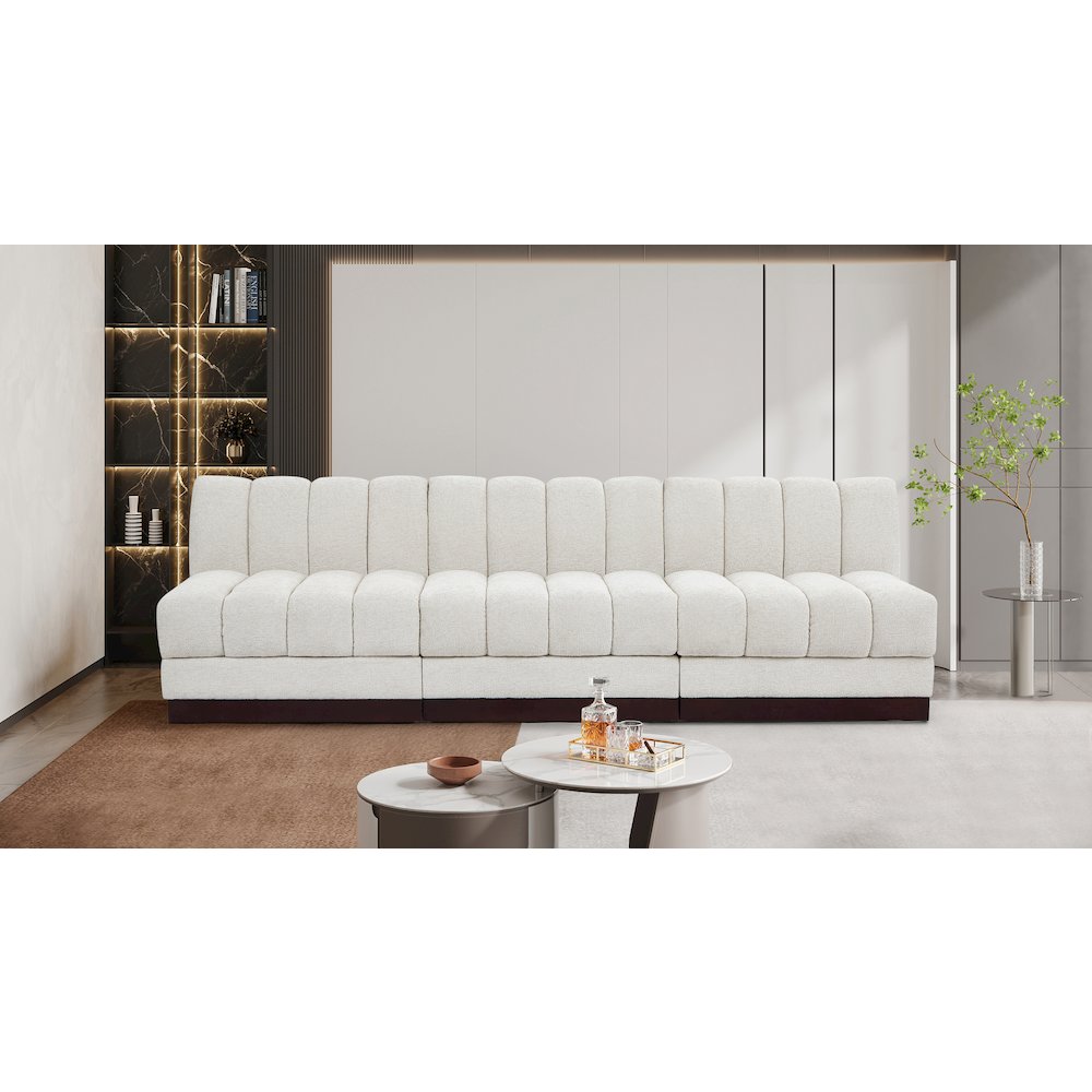 Quinn Cream Chenille Fabric Modular Sofa. Picture 2