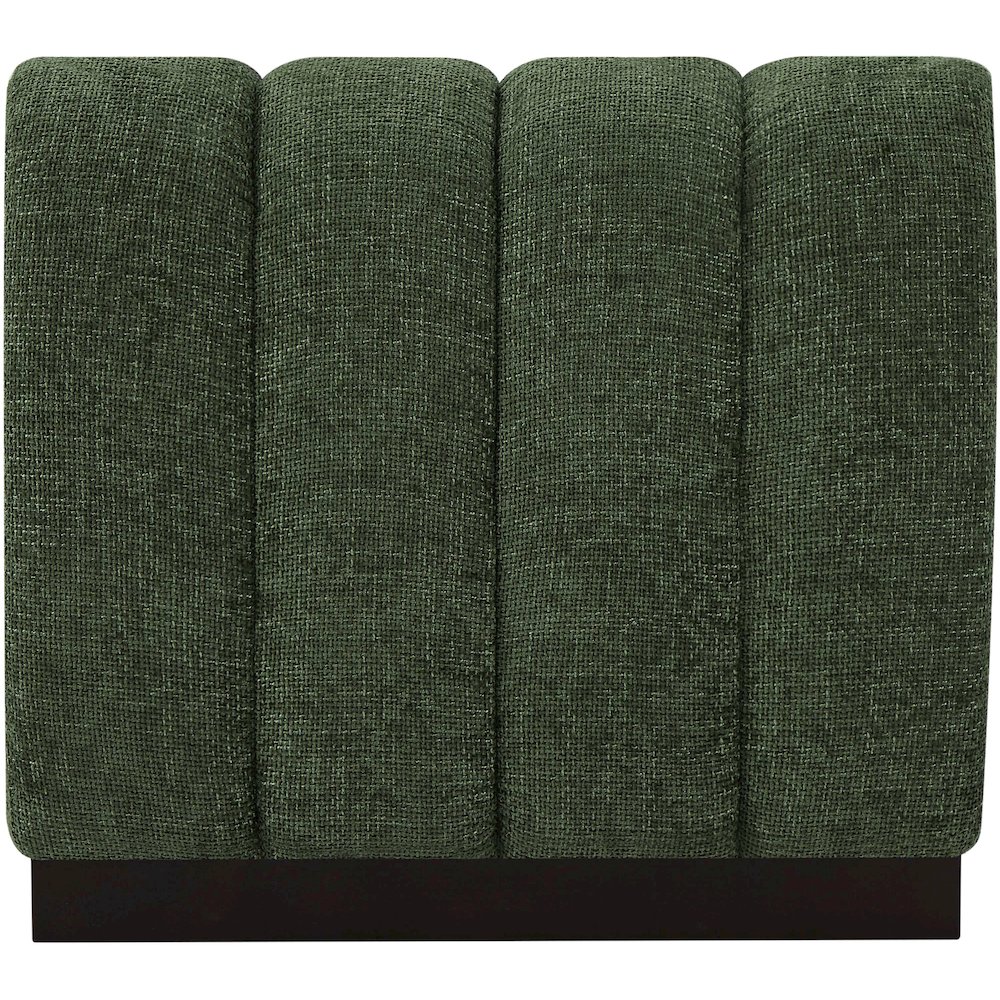 Quinn Green Chenille Fabric Armless Chair. Picture 3