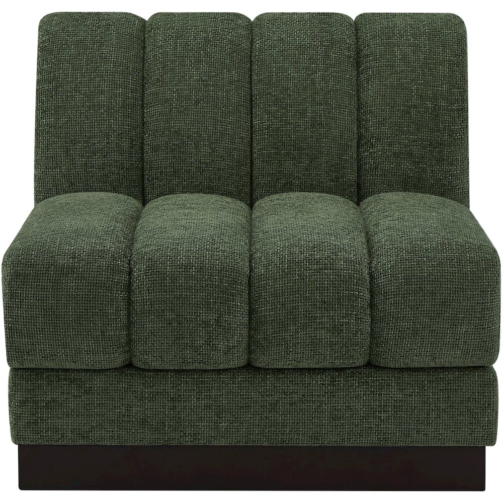 Quinn Green Chenille Fabric Armless Chair. Picture 4