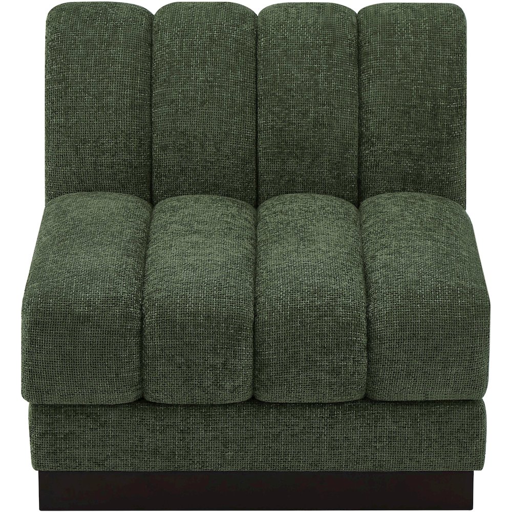 Quinn Green Chenille Fabric Armless Chair. Picture 5