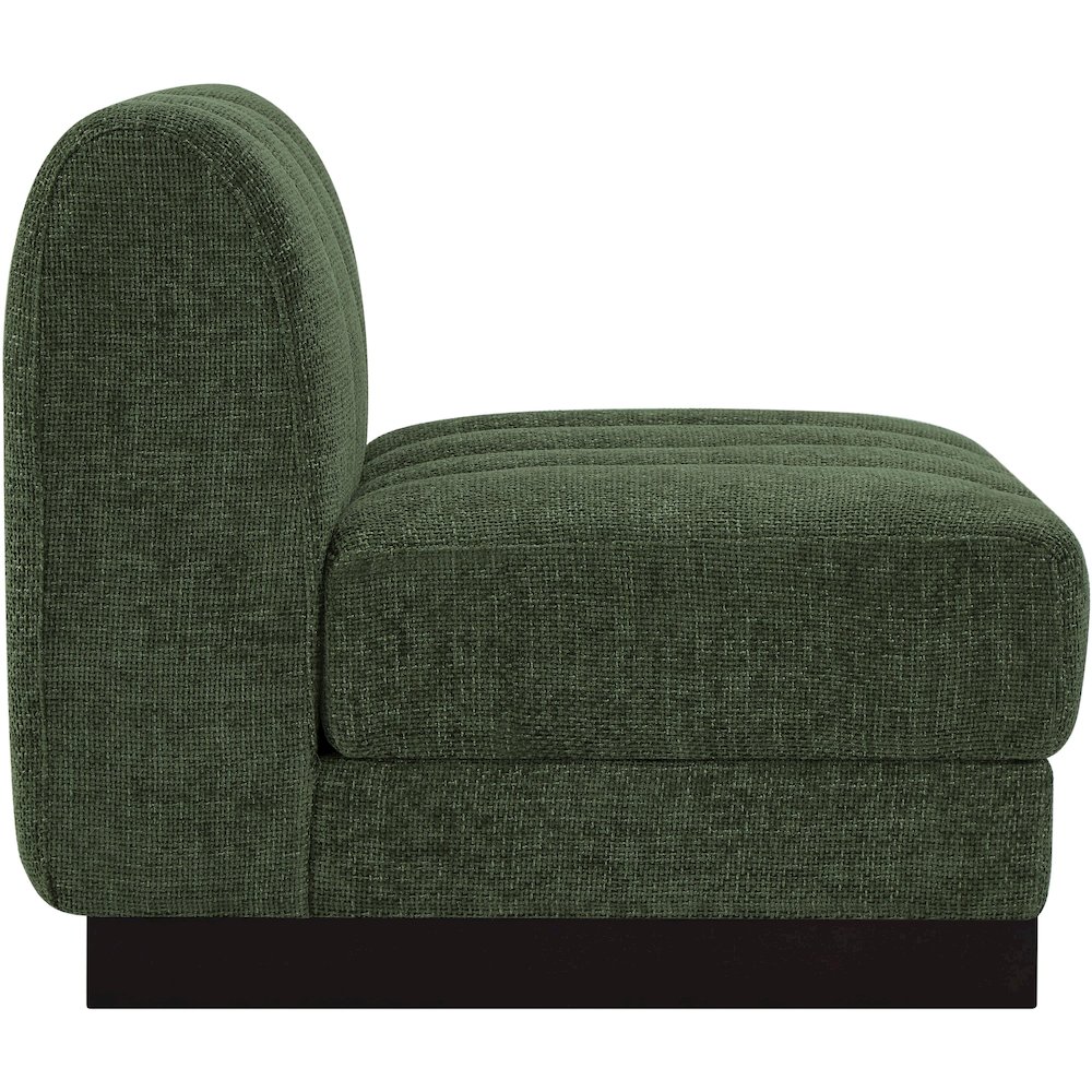 Quinn Green Chenille Fabric Armless Chair. Picture 6