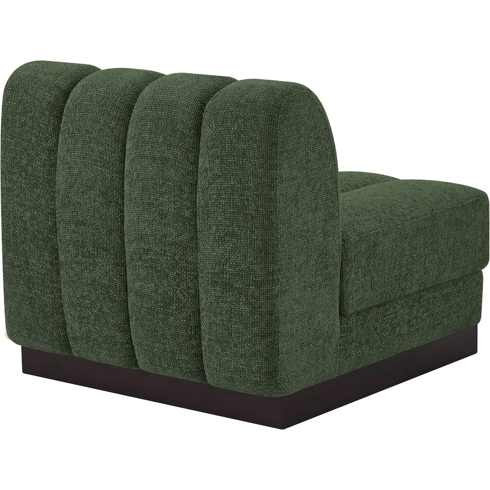 Quinn Green Chenille Fabric Armless Chair. Picture 7