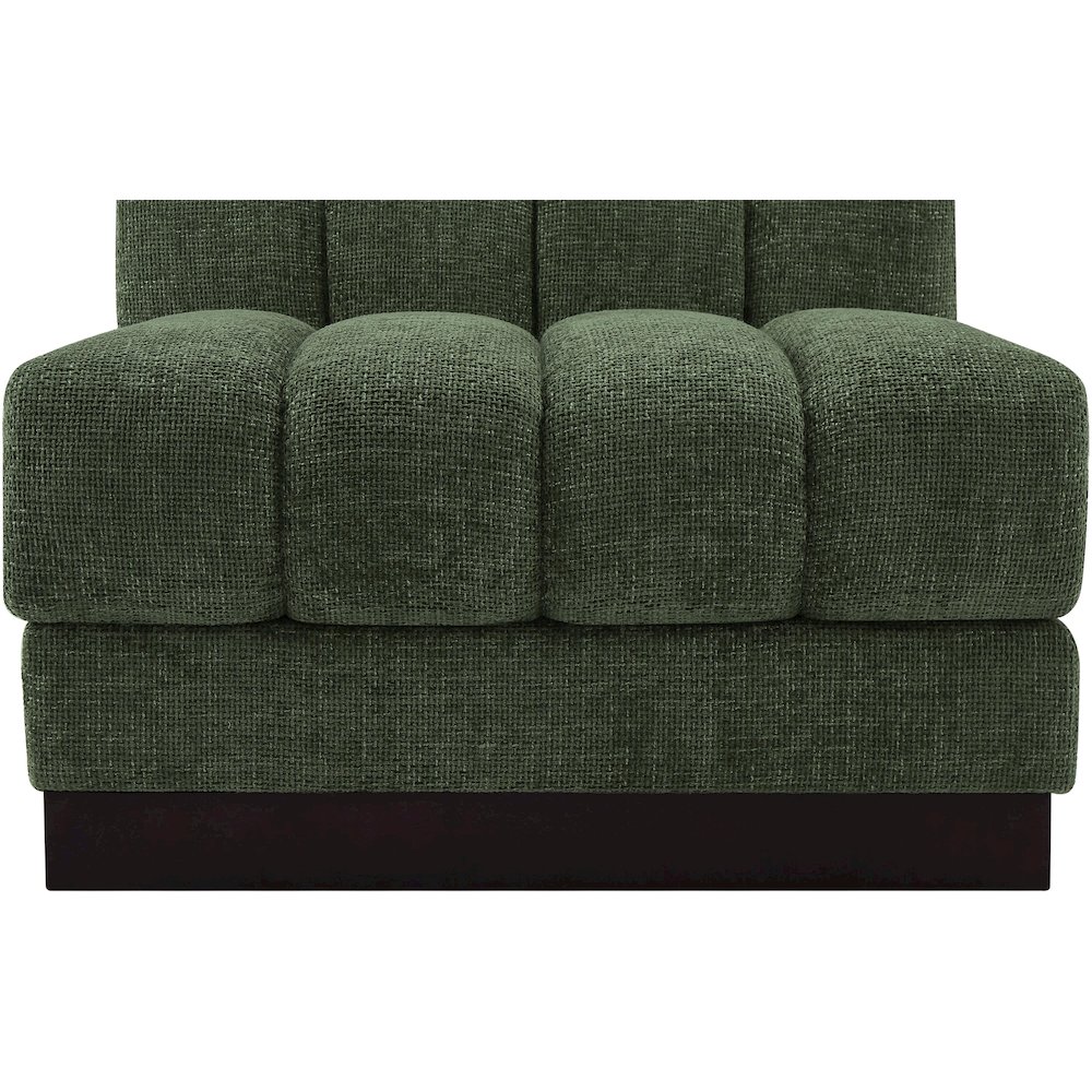 Quinn Green Chenille Fabric Armless Chair. Picture 8