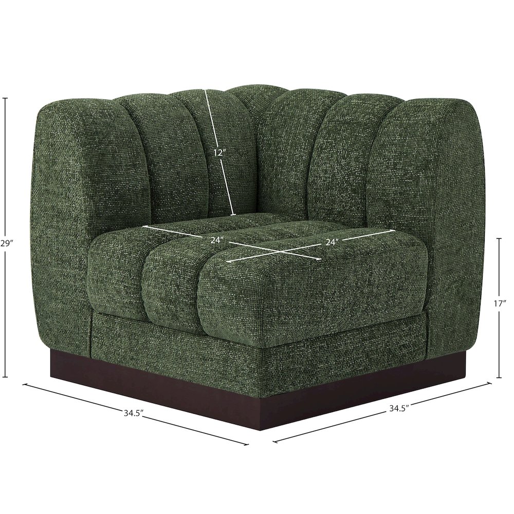 Quinn Green Chenille Fabric Corner Chair. Picture 9
