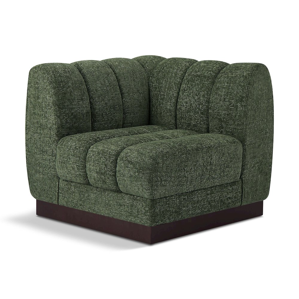 Quinn Green Chenille Fabric Corner Chair. Picture 1