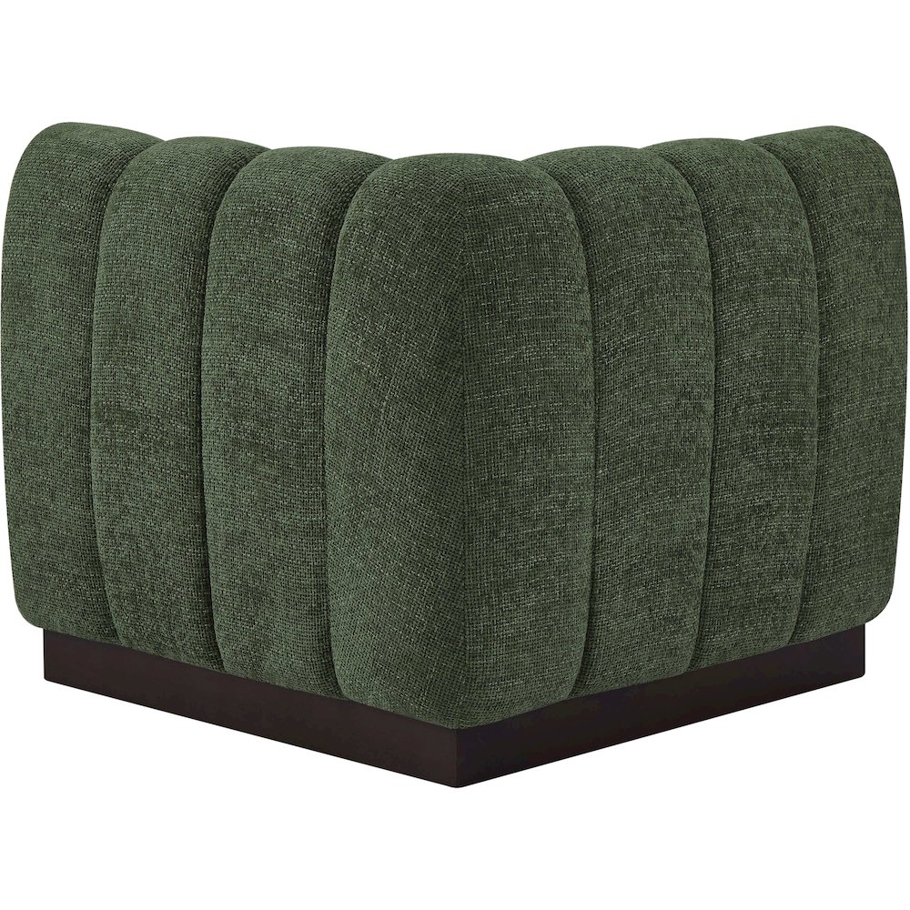 Quinn Green Chenille Fabric Corner Chair. Picture 3