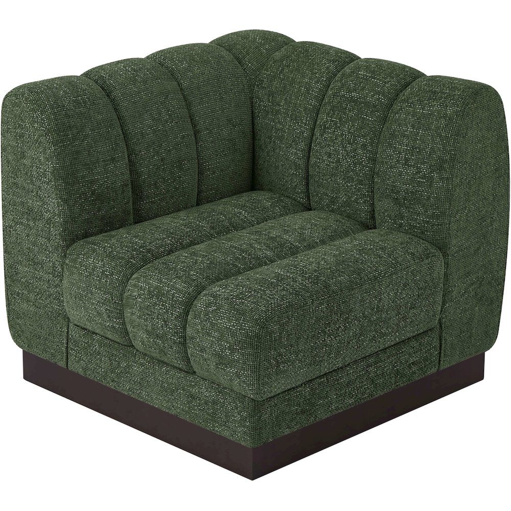 Quinn Green Chenille Fabric Corner Chair. Picture 4