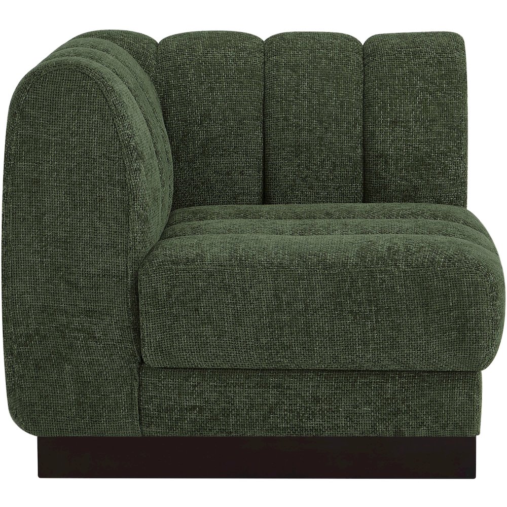 Quinn Green Chenille Fabric Corner Chair. Picture 5
