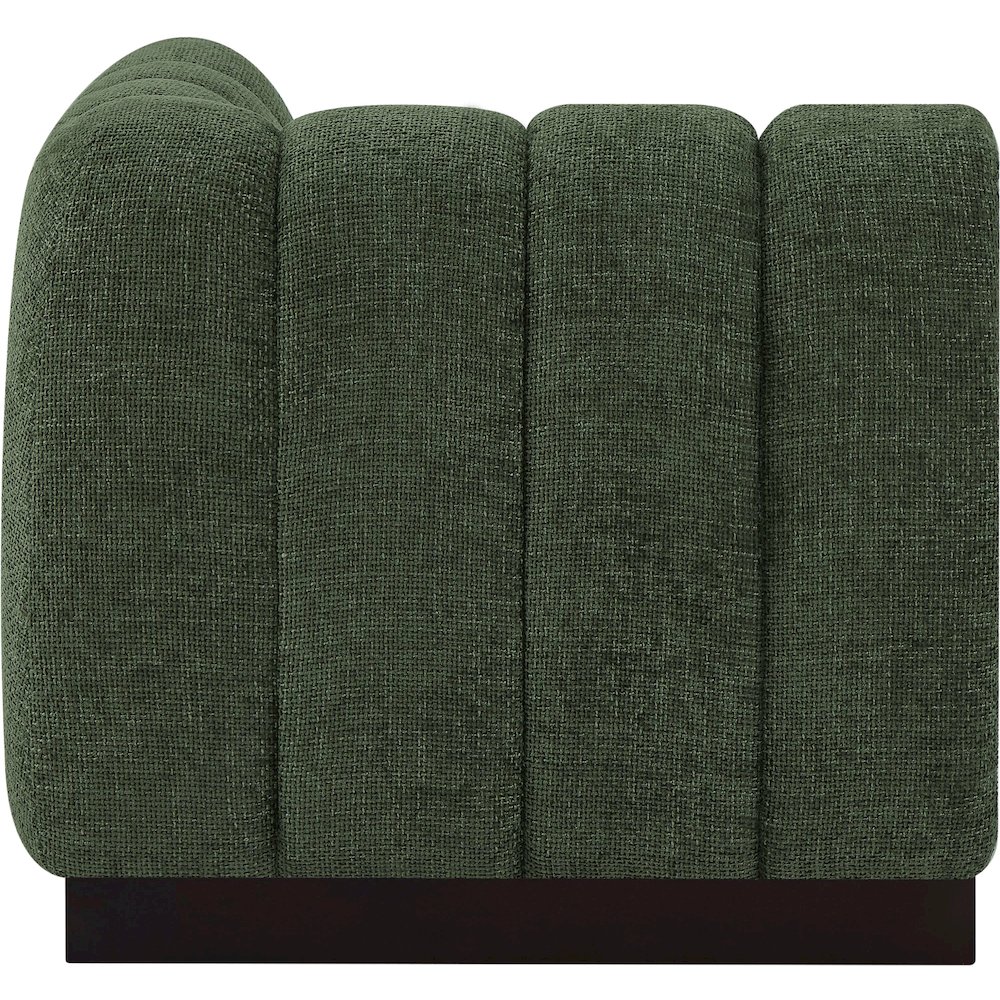 Quinn Green Chenille Fabric Corner Chair. Picture 6