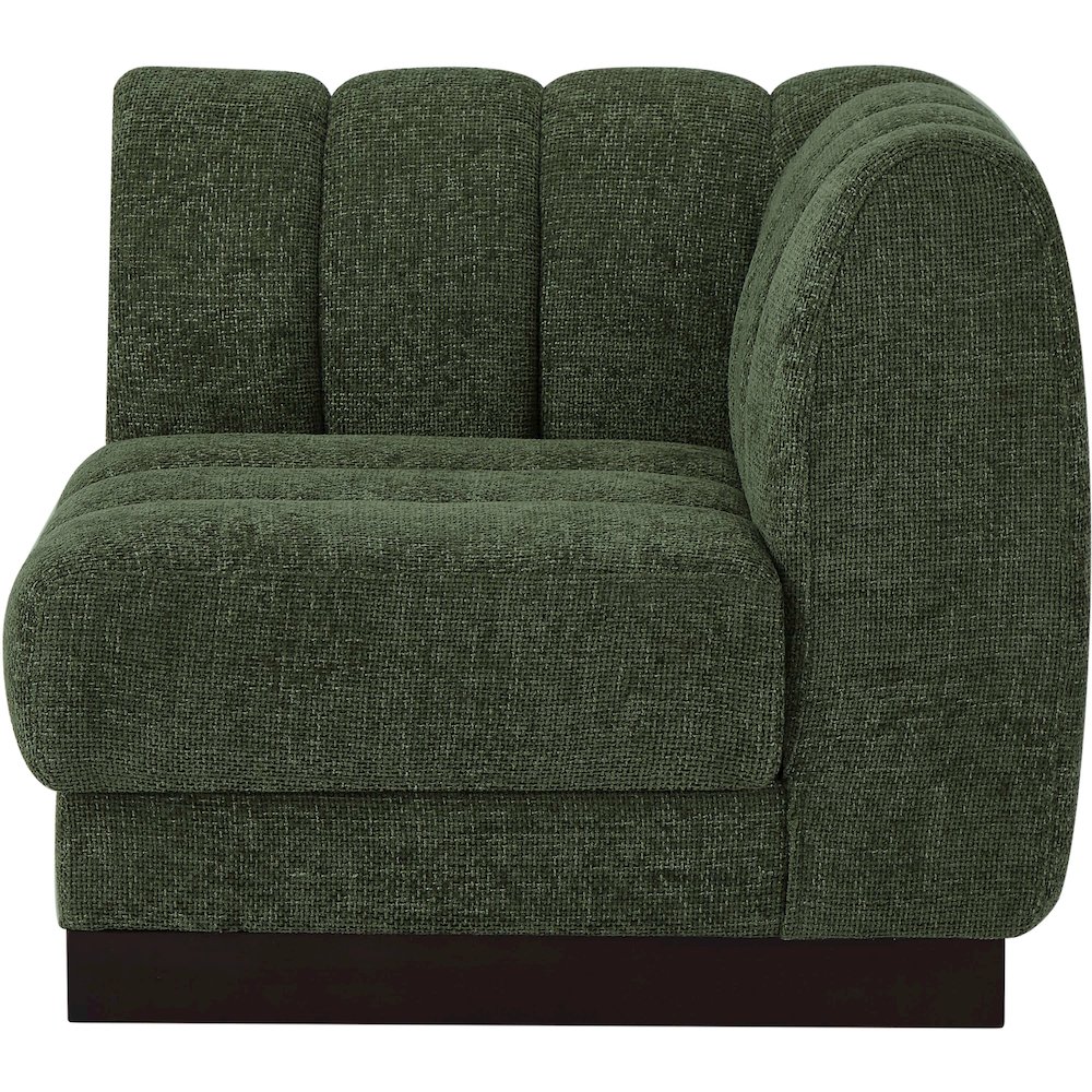 Quinn Green Chenille Fabric Corner Chair. Picture 7
