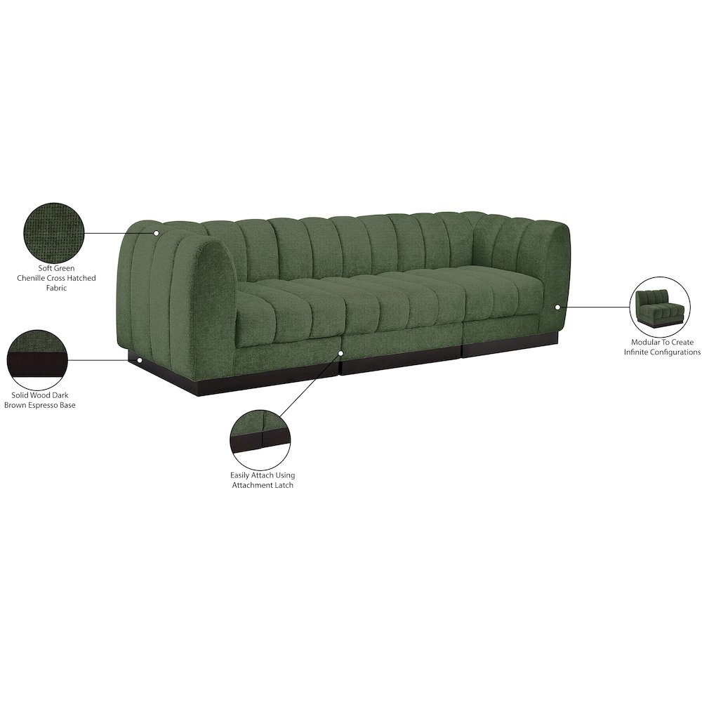 Quinn Green Chenille Fabric Modular Sofa. Picture 11
