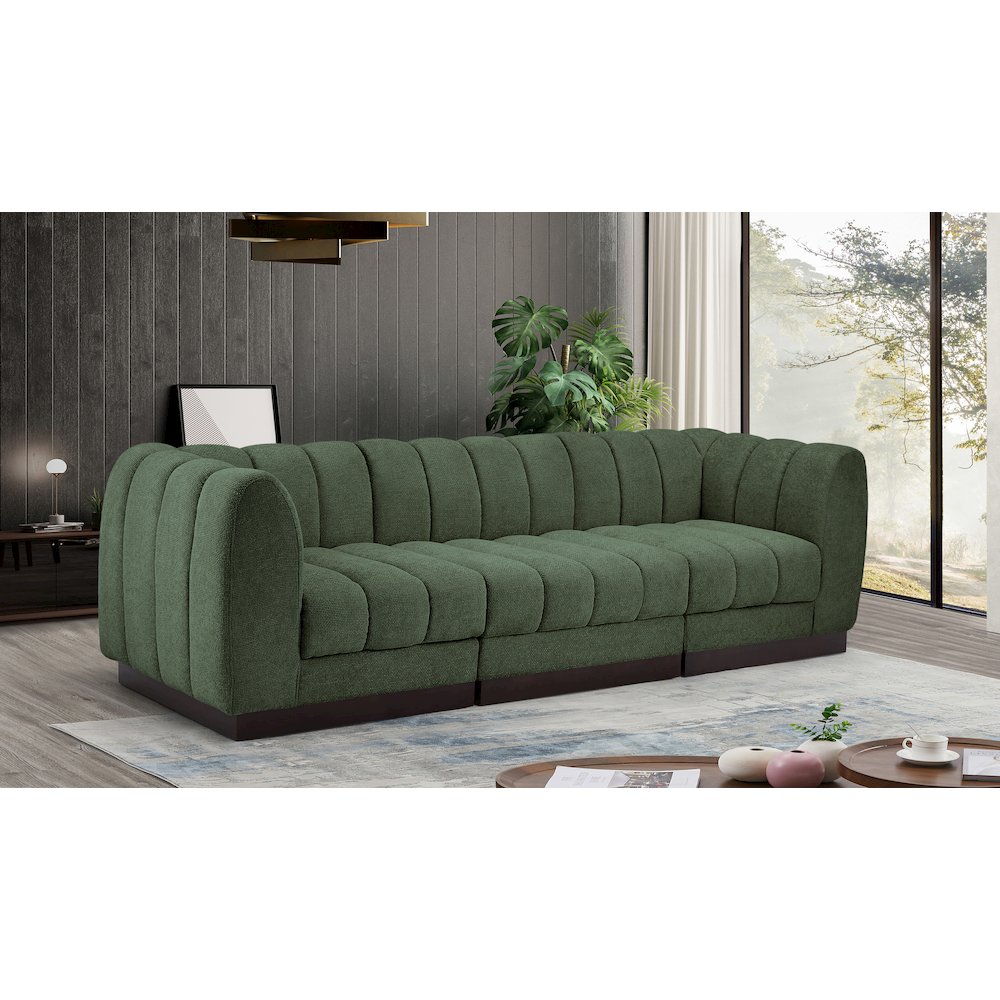 Quinn Green Chenille Fabric Modular Sofa. Picture 2