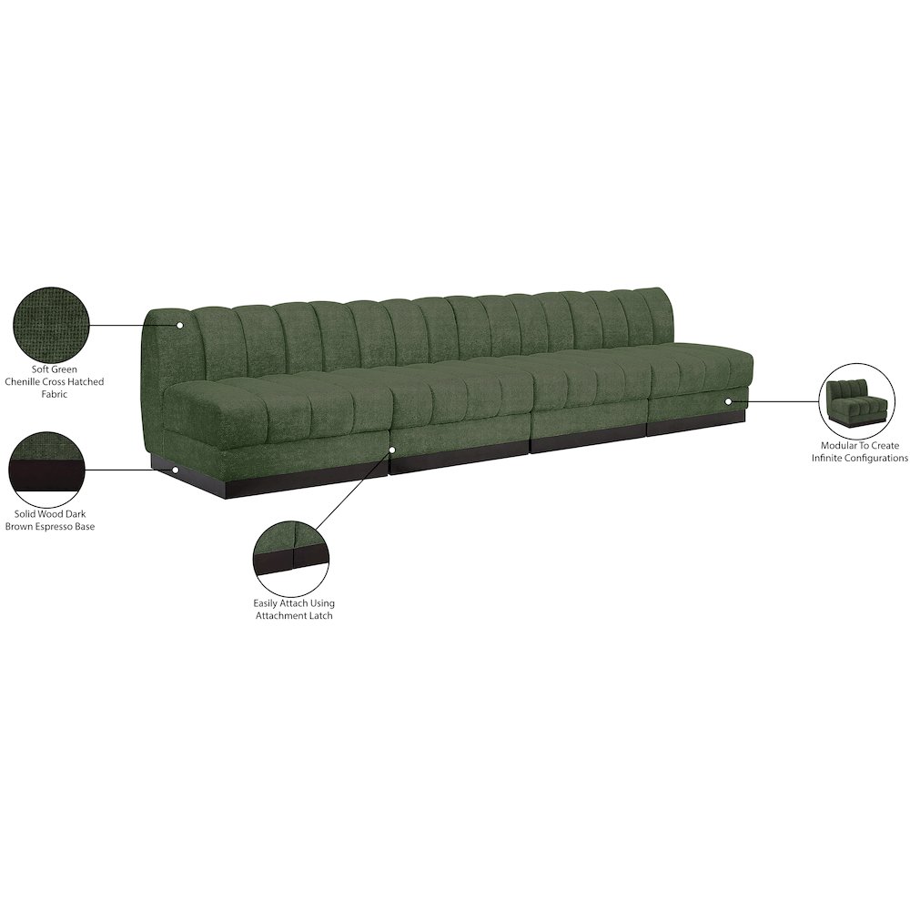 Quinn Green Chenille Fabric Modular Sofa. Picture 11