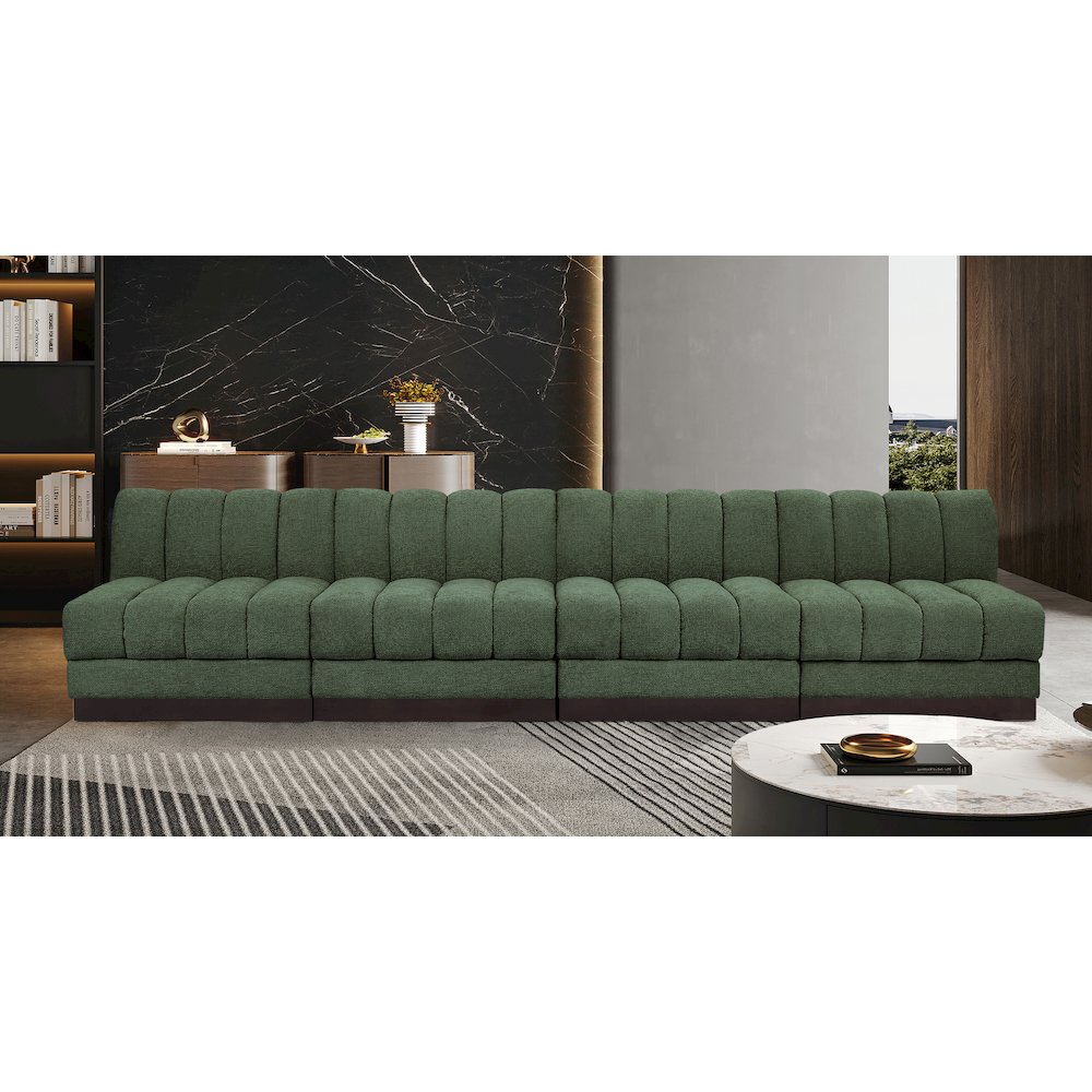 Quinn Green Chenille Fabric Modular Sofa. Picture 2