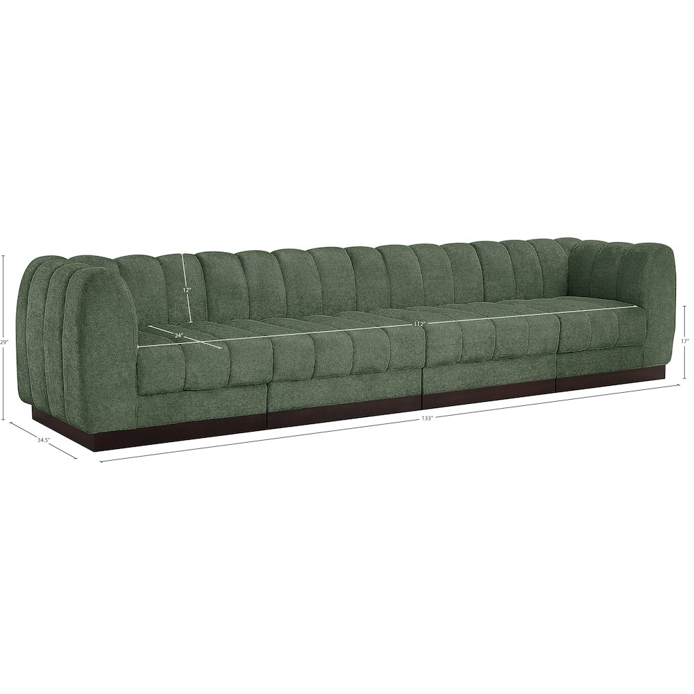 Quinn Green Chenille Fabric Modular Sofa. Picture 10