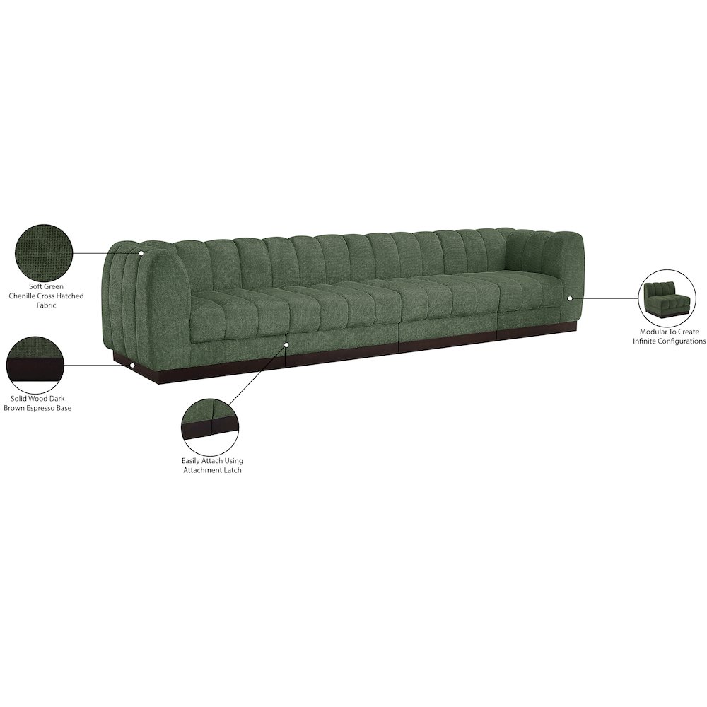 Quinn Green Chenille Fabric Modular Sofa. Picture 11