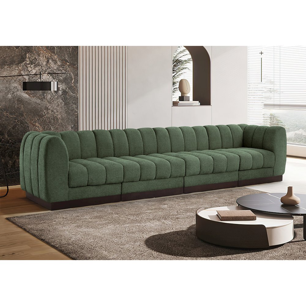 Quinn Green Chenille Fabric Modular Sofa. Picture 2