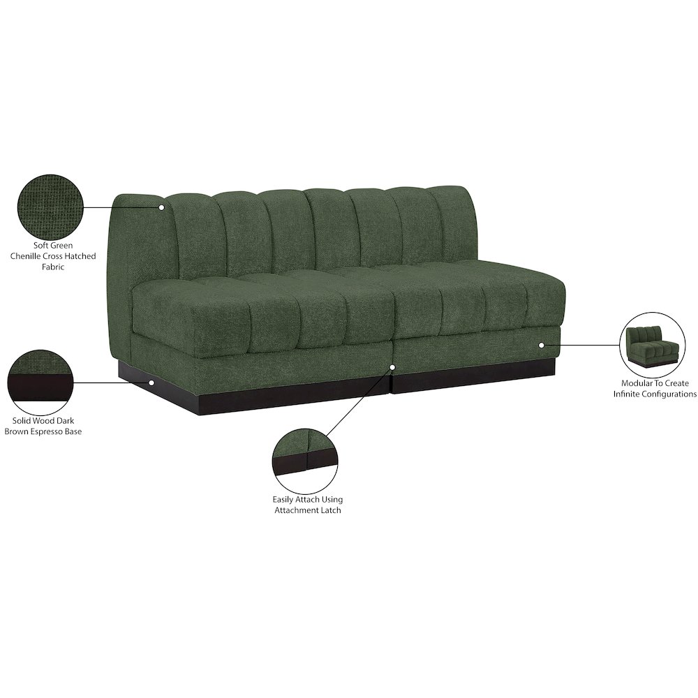 Quinn Green Chenille Fabric Modular Sofa. Picture 11